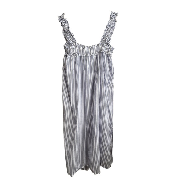 J. Crew voile ruffle-trim shift cotton dress Size XS Striped Midi Coastal Preppy - Picture 8 of 10
